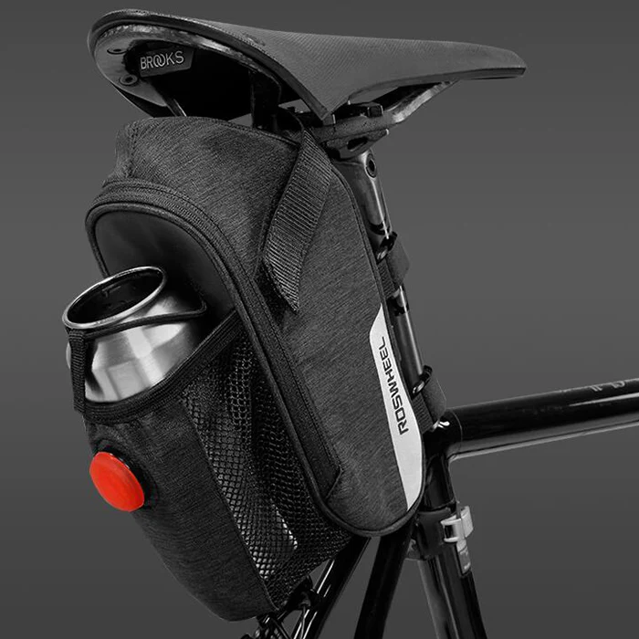 Black ROSWHEEL 1.8л Водонепроницаемая велосипедная сумка MTB велосипедная задняя Передняя сумка для велосипеда Предупреждение ющим задним фонарем аксессуары для велоспорта - Цвет: Black
