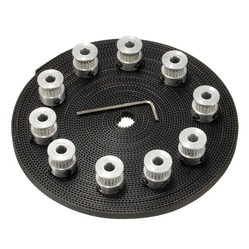 

MTGATHER 10pcs 20Teeth GT2 Timing Pulley Bore 5mm + 10m 33ft 2GT GT2 Timing Belt 6mm wide for 3D printer CNC RepRap