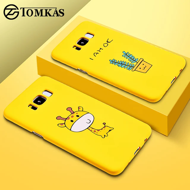 Cheap TOMKAS Cute Cartoon Giraffe Plant Case for Samsung Galaxy S8 S9 Plus Yellow Back Cover Case for Samsung Galaxy Note 9 Coque    