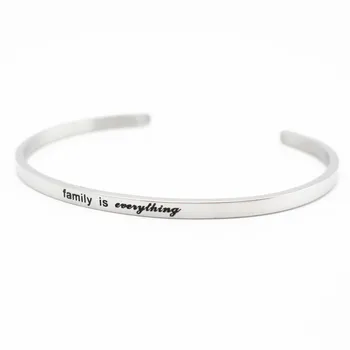 

Stainless Steel Engraved Message Bracelet Personalized Positive Inspirational Letter Family is Everything Bracelet Bangle