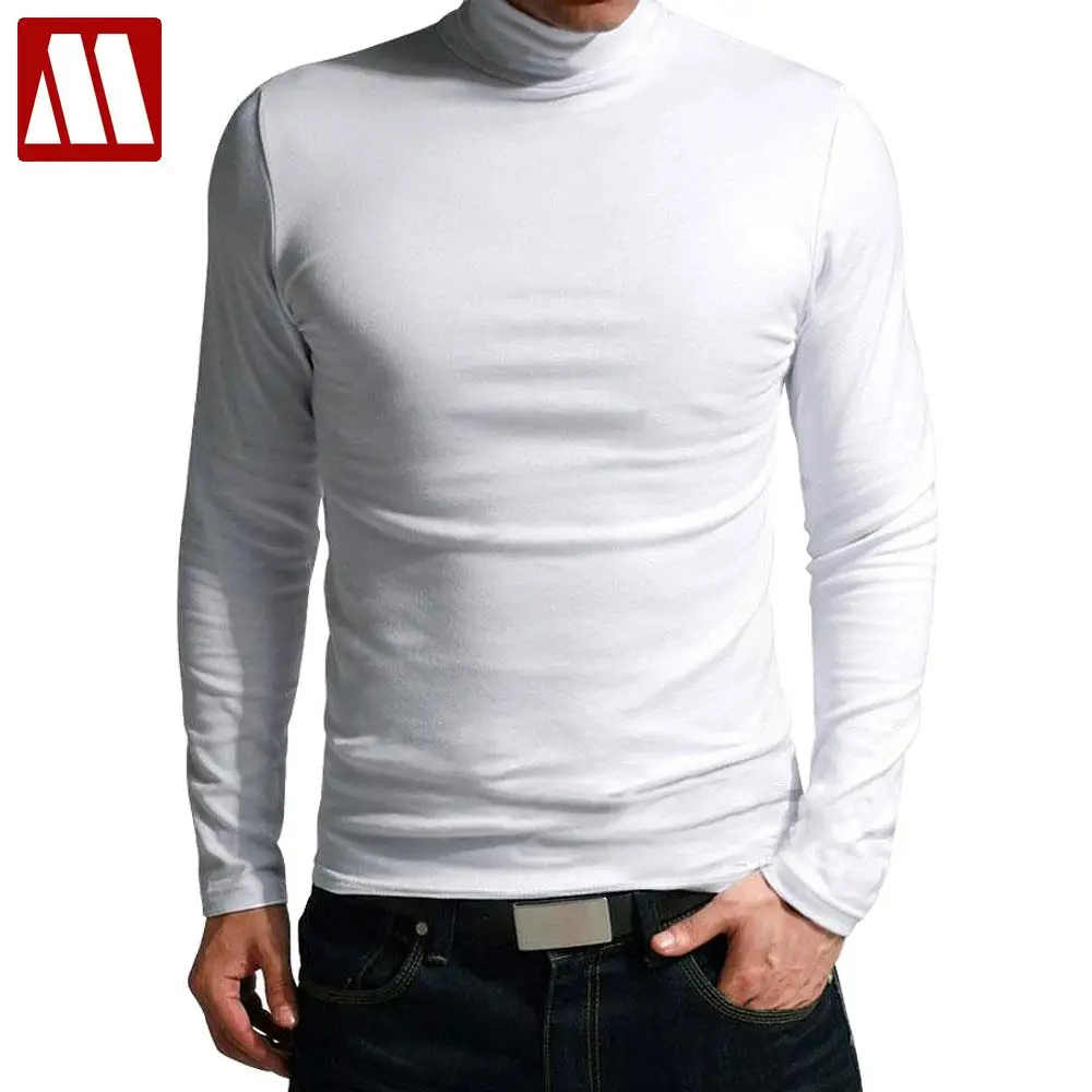 

HOT SALE 2019 New Fashion Brand High-necked Collar Slim Fit Long Sleeve T Shirt Men Trend Casual Men T-Shirt Cotton T Shirts 3XL
