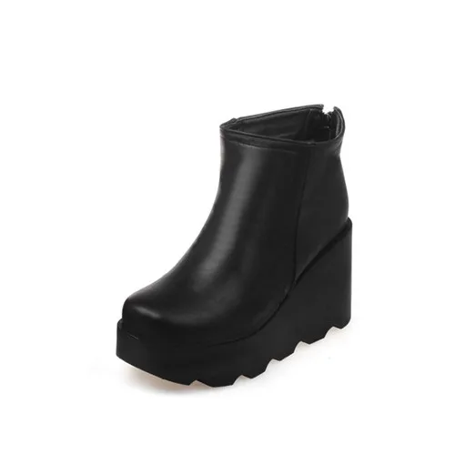 

Rome Gothic Boots Woman Punk Rock Wedge High Heel Platform Creeper Boots Ladies Shoes 2016 Autumn Winter Black White Red D-14