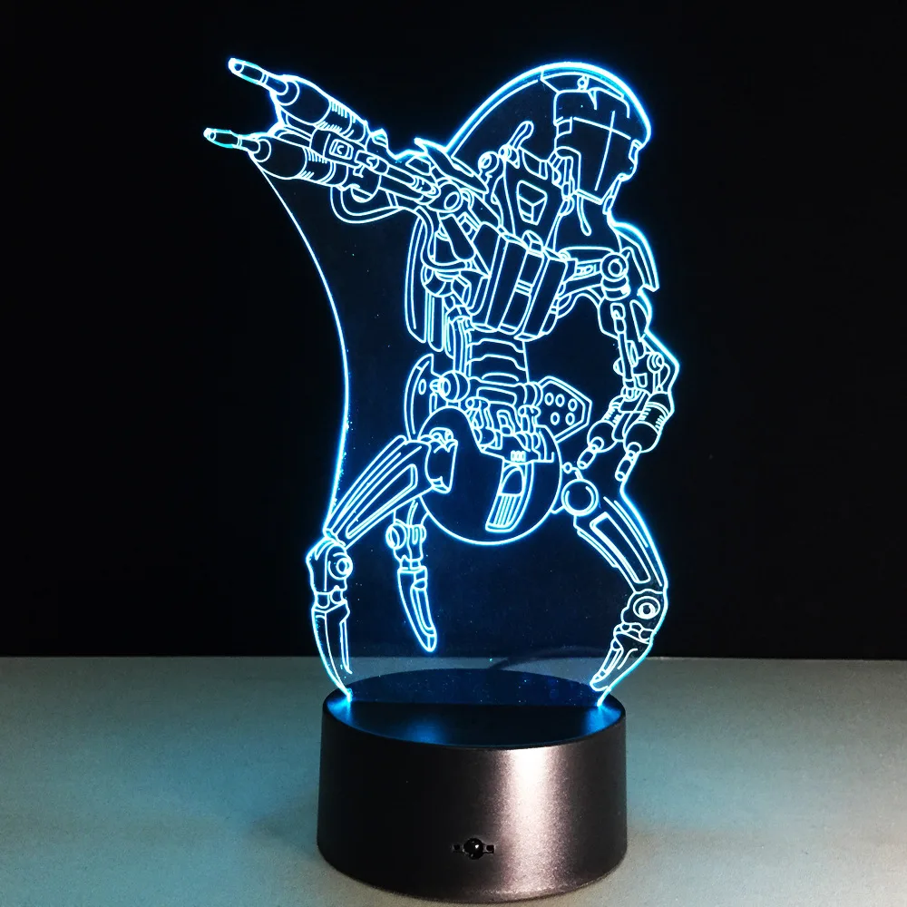 Star Wars Lamp 3D Visual Led Desk Villain Jedi Robot Illusion Touch USB Night Light Child