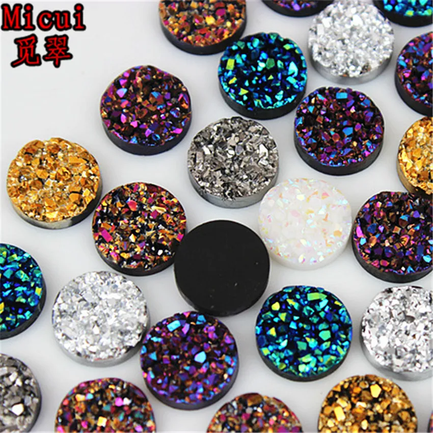 

100PCS 12mm Round Concave Shiny AB Colors Resin Rhinestone Stick On Flatback Crystals Stones DIY Wedding Crafts Decoration ZZ82