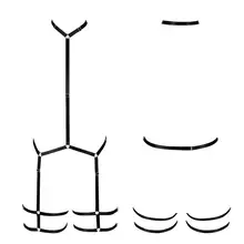 Лямочный предохранительный пояс пикантное черное белье набор топы из ремешков, ботинки для панков и готов, эластичные большого размера открытые вечерние одежда в стиле рейв бюстгальтер Женская подвязка ремень