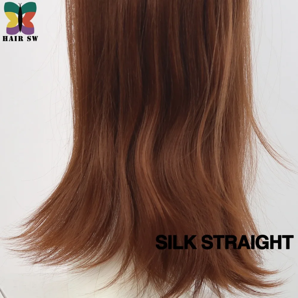 Волос SW длинный шелковый прямой парик коричневый толстый Для женщин натуральный Для женщин полный парик косплей синтетический с Синтетические чёлки волос термостойкие