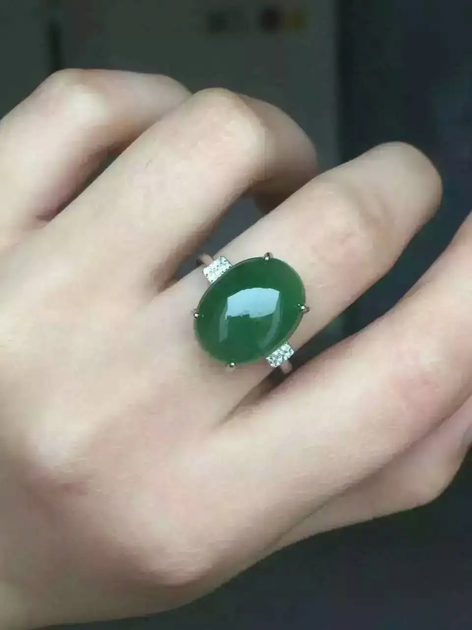 

Natural green jasper ring Natural gemstone ring S925 sterling silver ring trendy Elegant Surround big round women gift Jewelry