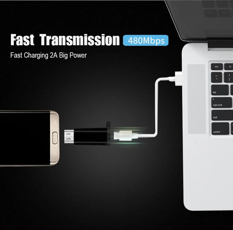 Thbelieve Type C Micro USB Adapter Charge Data Transfer USB C To Micro USB Adatores With Keychain USB-C Female To Micro Adaptor (5)