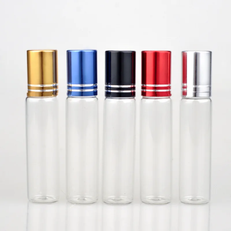 

10ML Travel Clear Roller Refillable Roll-on Glass Perfume Bottle essential oil empty perfume bottles roller ball bottles durabl