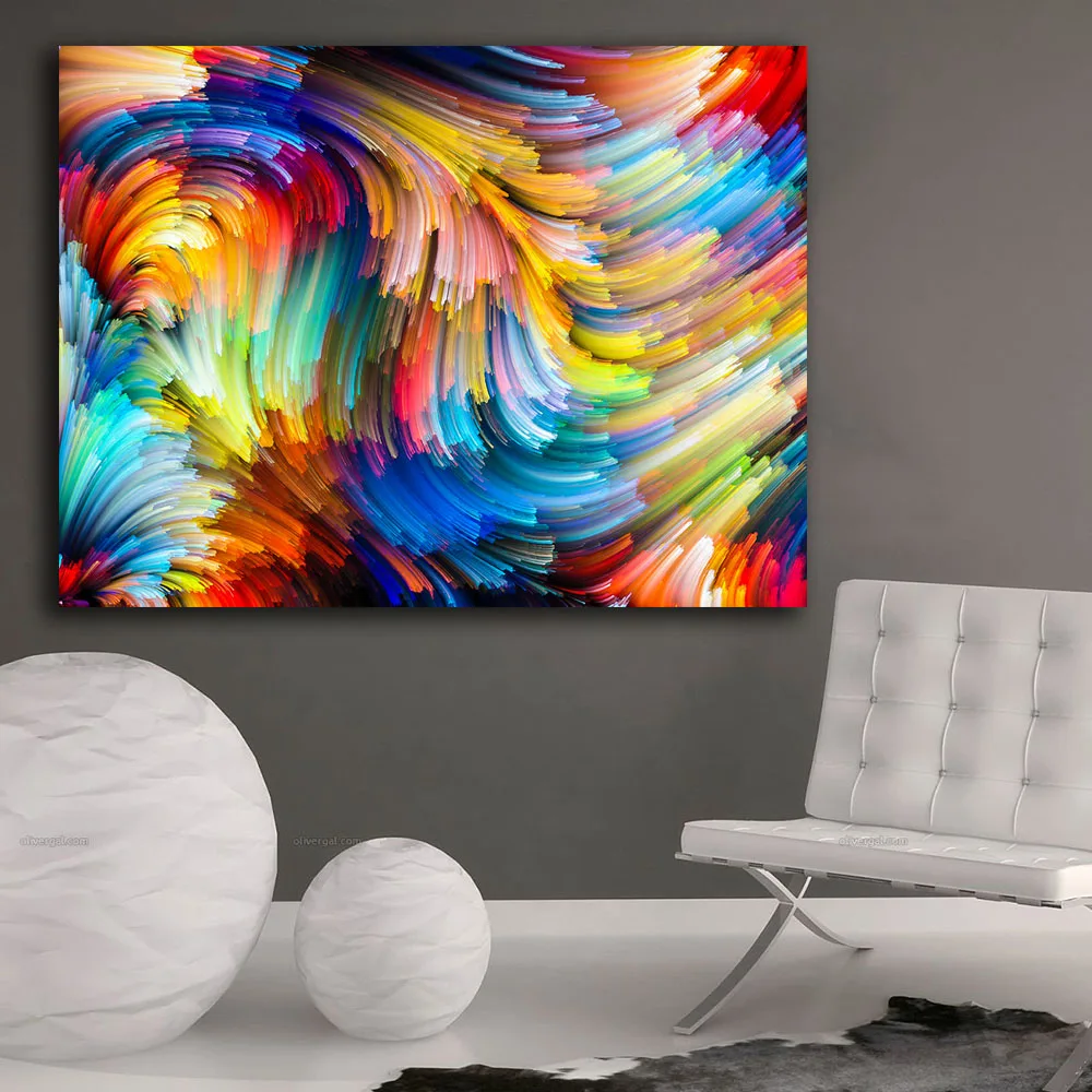 Fashion Oil Painting 5-(7) Colored line clouds Paiting Home Decor On Canvas Modern Wall Art Print Poster | Дом и сад