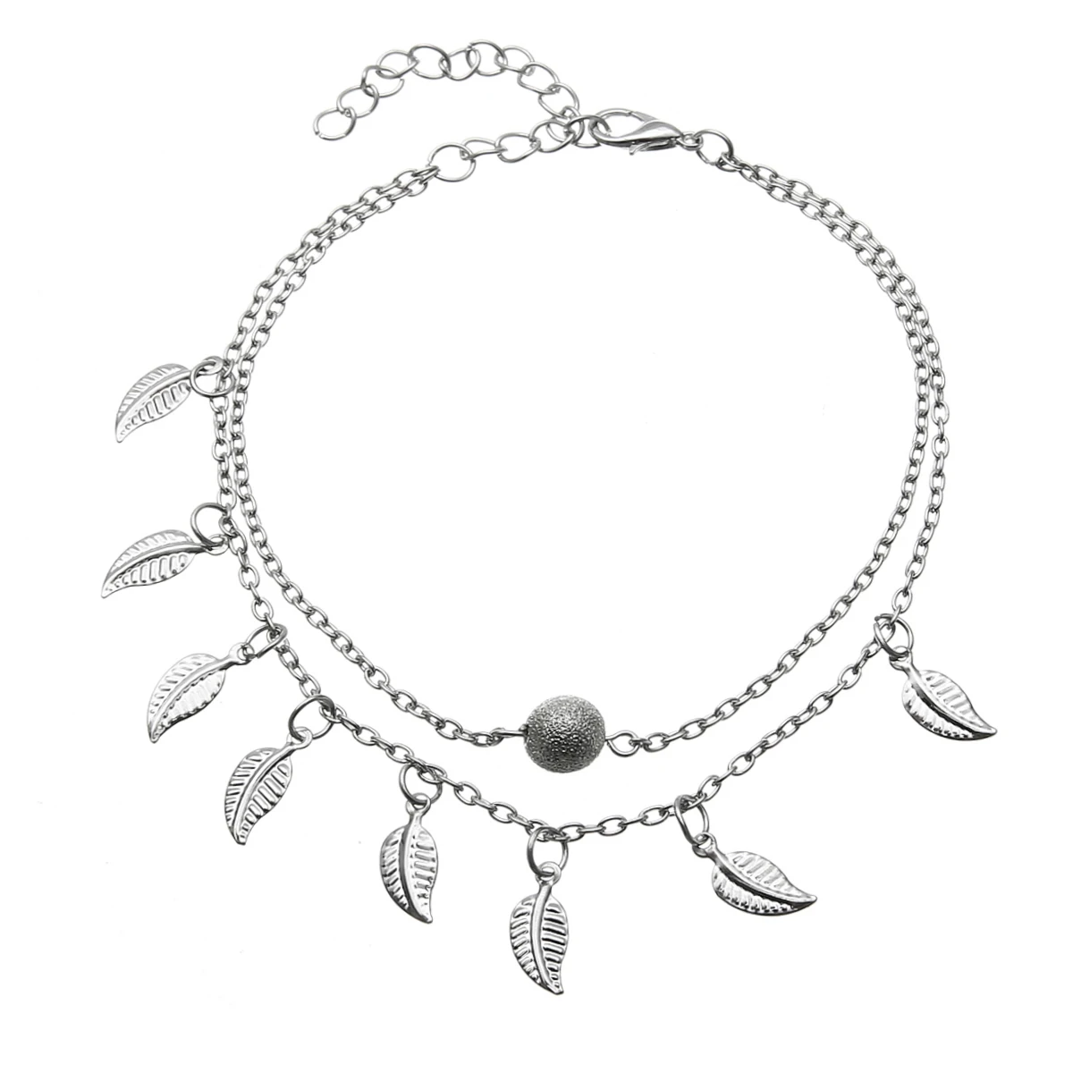 Charms Trendy Double Chain Sea Beach Anklet Gold Sliver Plated Leaves Ankle Bracelet Bohemian Jewelry Accessories Gift For Women