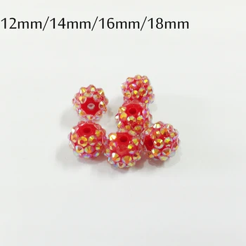 

(Choose Size First) 12mm/14mm/16mm/18mm Red AB Resin Rhinestone Beads
