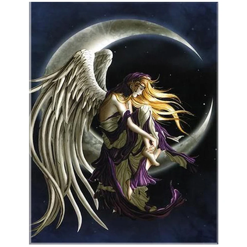 

5D Diamond Embroidery wing angel Cartoon Moon princess Full circle drill Cross Stitch Diy diamond painting fairy mosaic ZP-2206