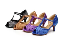 Satin latin dancing font b shoes b font women s rhinestone font b shoes b font