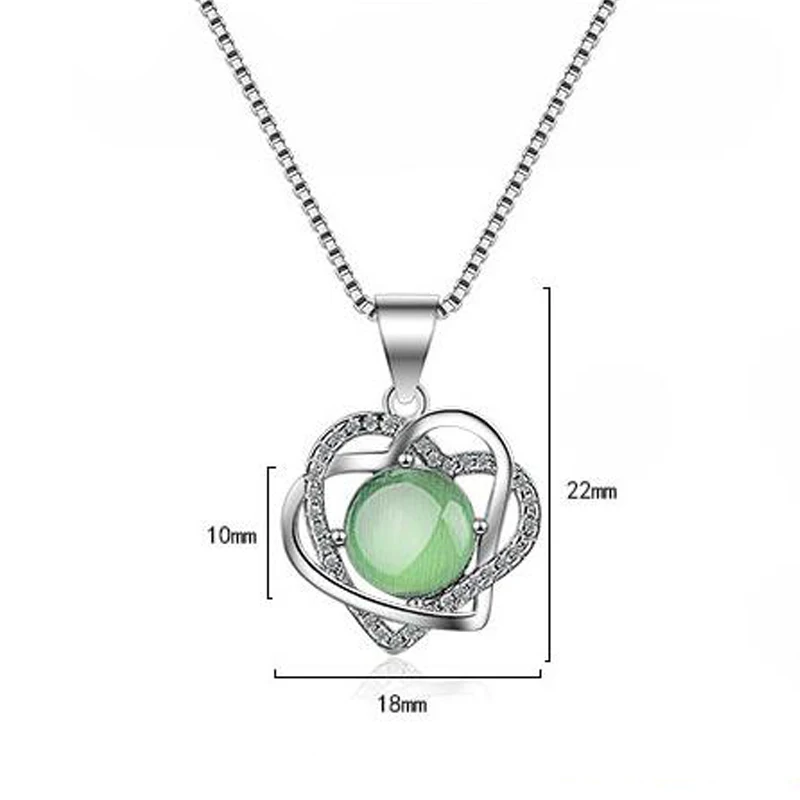 green cat eyes stone necklace jewelry (5)