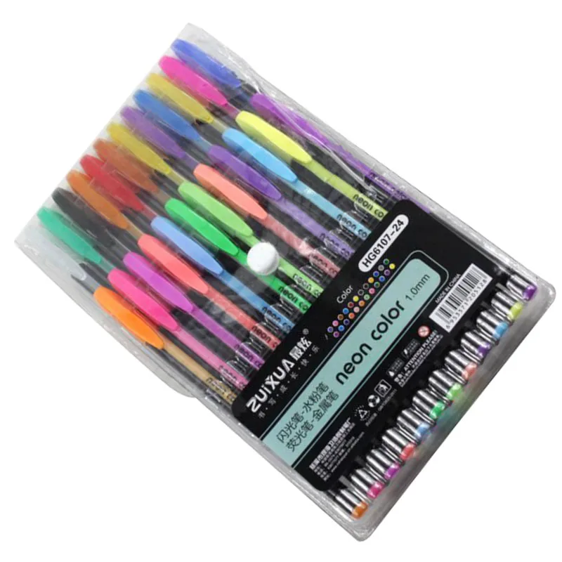 Набор гелевых ручек ZUIXUAN, 24 цвета, гелевые ручки, блестящие металлические ручки, хороший подарок для рисования цветом, для детей, рисование, рисование