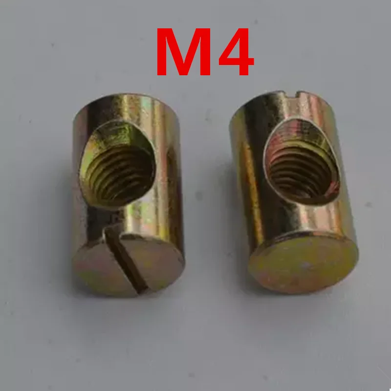 

10pcs M4 Barrel Bolts Cross Dowel Slotted fittings for Beds Crib Chairs Horizontal hole nut hammer embedded nut