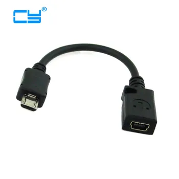 

0.1M Micro USB Male to Mini USB Female Adapter Cable for phones MP3 MP4 10cm Black 10pcs/lot
