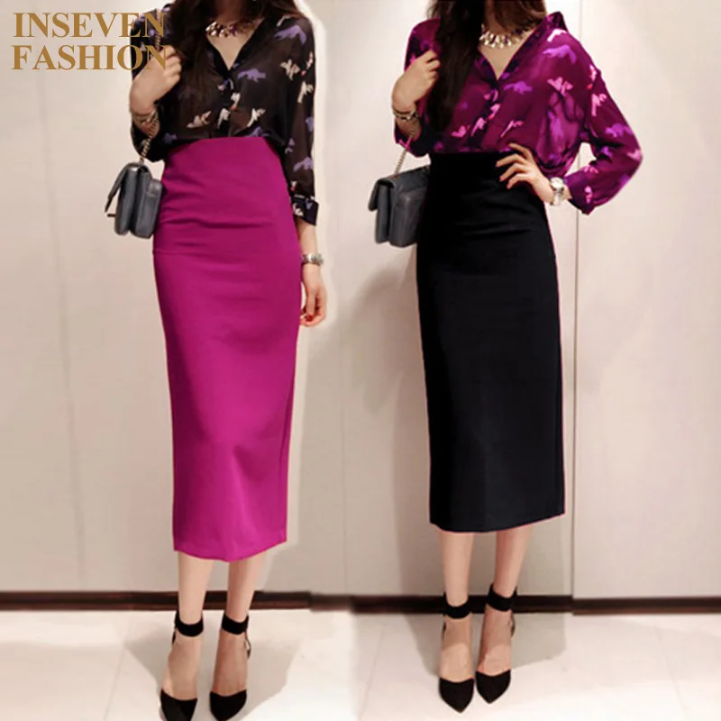Ladies Long Pencil Skirt 2017 Spring Autumn New Women Elegant High