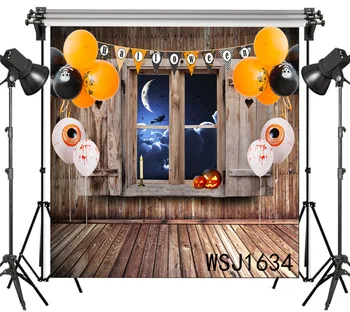 

Polyester & Vinyl Halloween Balloon Printed With Scary Pattern Wooden House Backgrounds For Photo Studio Photography Backdrops