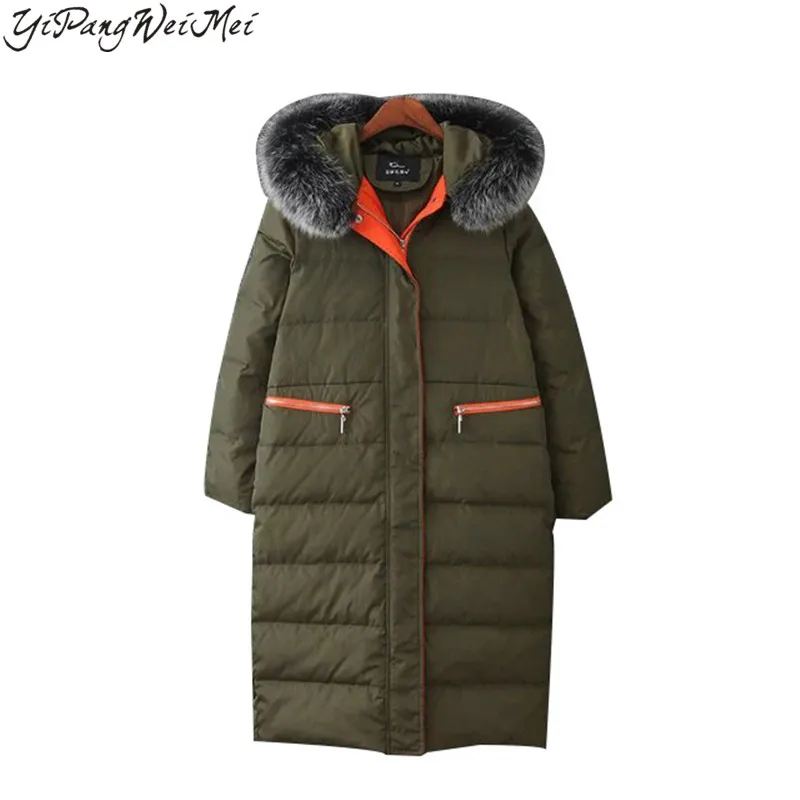 

3XL 4XL 5XL Plus Size 2017 Spring Autumn Winter New Fashion Women Coat Big Fox Fur Collar Medium Length Ladies Parkas