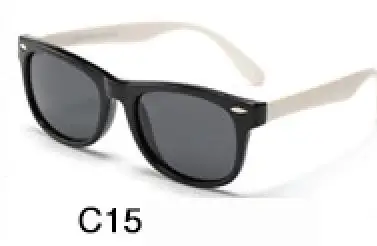 От 3 до 12 лет очки детские квадратная силиконовая форма рамки риса дизайн ногтей Модные поляризованные солнцезащитные очки для мальчиков и девочек, UV400 в 23 цветах - Цвет линз: 15