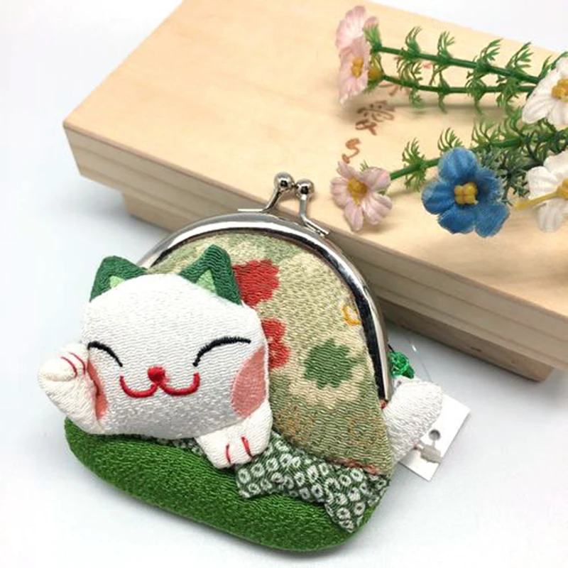 50 шт. Кошелек для монет японское кимоно кошка рыбка кошелек легкий футляр для хранения сумки для макияжа Чехол