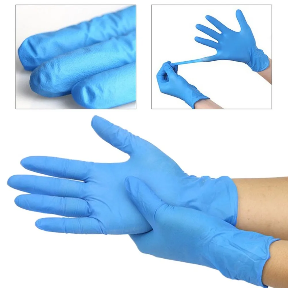 

50pcs/box Blue Nitrile Disposable Gloves Wear Resistance Chemical Laboratory Electronics Food Medical Testing Work Gloves