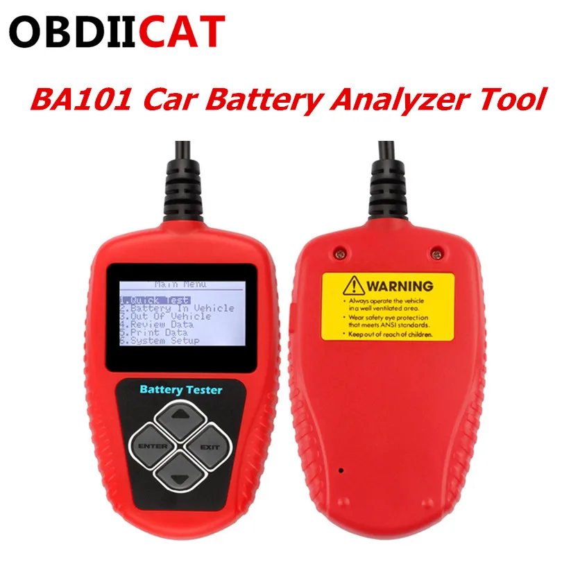 OBDIICAT Новое поступление BA101 BA 101 тест на батарею автомобиля er 12 в цифровой анализатор 2000CCA 220AHBAD тест на ячейку автомобиля инструмент Многоязычный