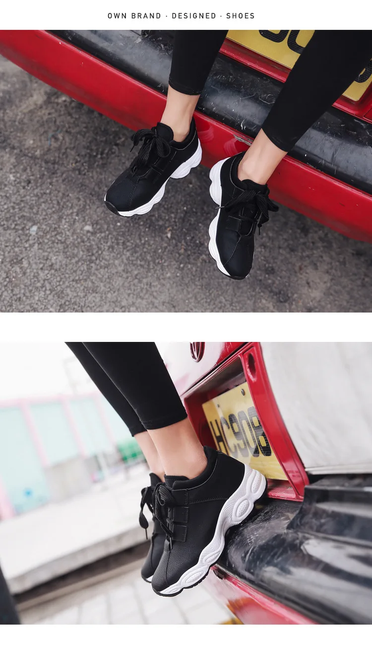 Обувь для девочек; женская спортивная обувь Ulzzang; женская прогулочная обувь на плоской подошве; спортивная обувь для студентов; кожаная обувь, визуально увеличивающая рост, на 4 см