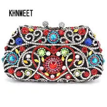 Синие Роскошные клатчи с кристаллами женские вечерние сумки ромбовидная Женская плоская дамская сумочка кошелек женские свадебные клатчи на день невесты SC093