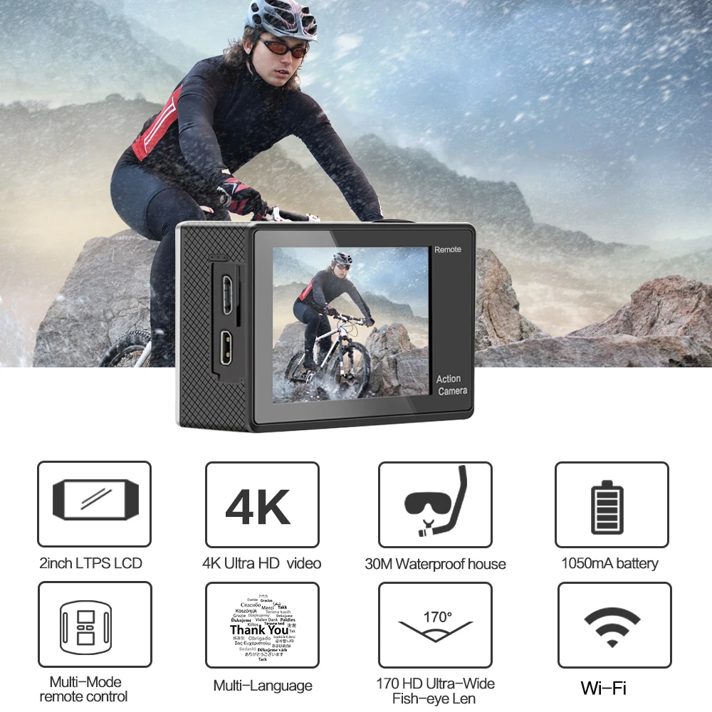 GEEKAM S9R/S9 Экшн-камера Ultra HD 4 K/10fps WiFi 2," Подводный Водонепроницаемый шлем видеокамера s Спортивная камера