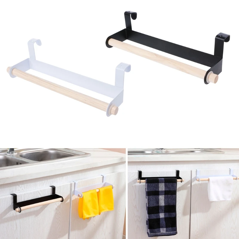Kitchen Roll Paper Storage Rack Towel Holder Tissue Hanger Under Cabinet Door