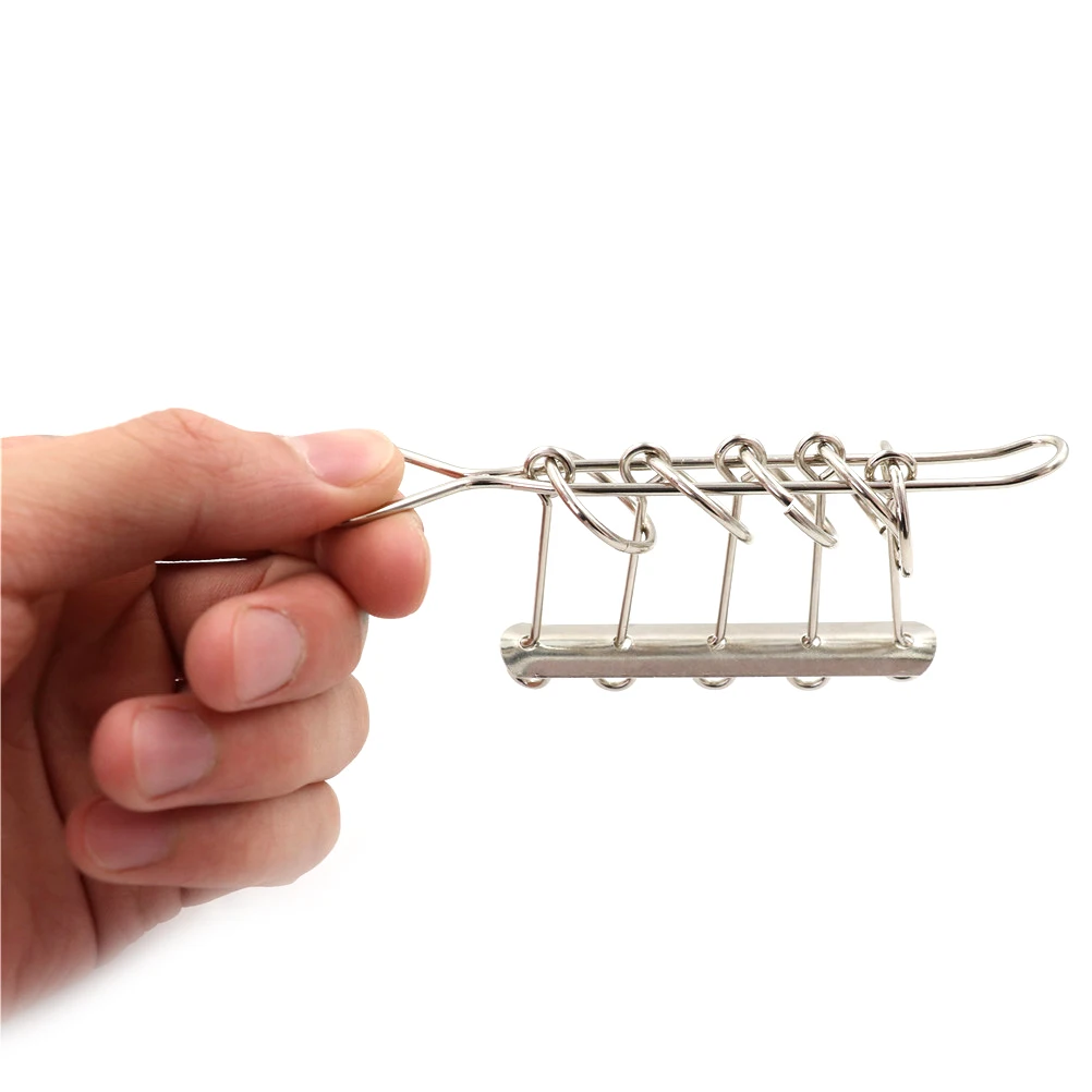 

School 5 Linked Rings Tools Fashion Chinese Stainless Steel Metal 5 Rings Brainteaser Wire Documentary Interesting Puzzle Toy