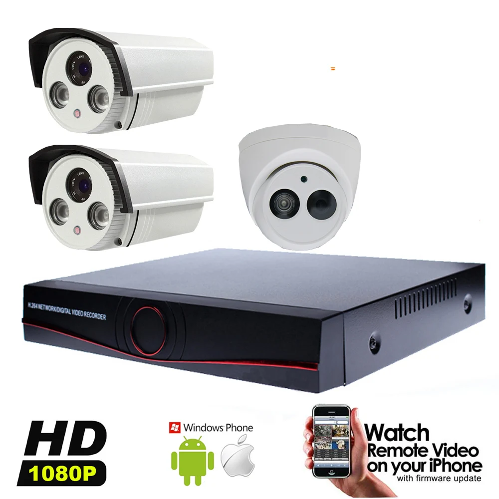 

8Channel CCTV AHD Full HD 1080P DVR Recorder Kit system with 2 Bullet Camera for Outdoor and 1 Dome Camera for Indoor 1080P 2MP