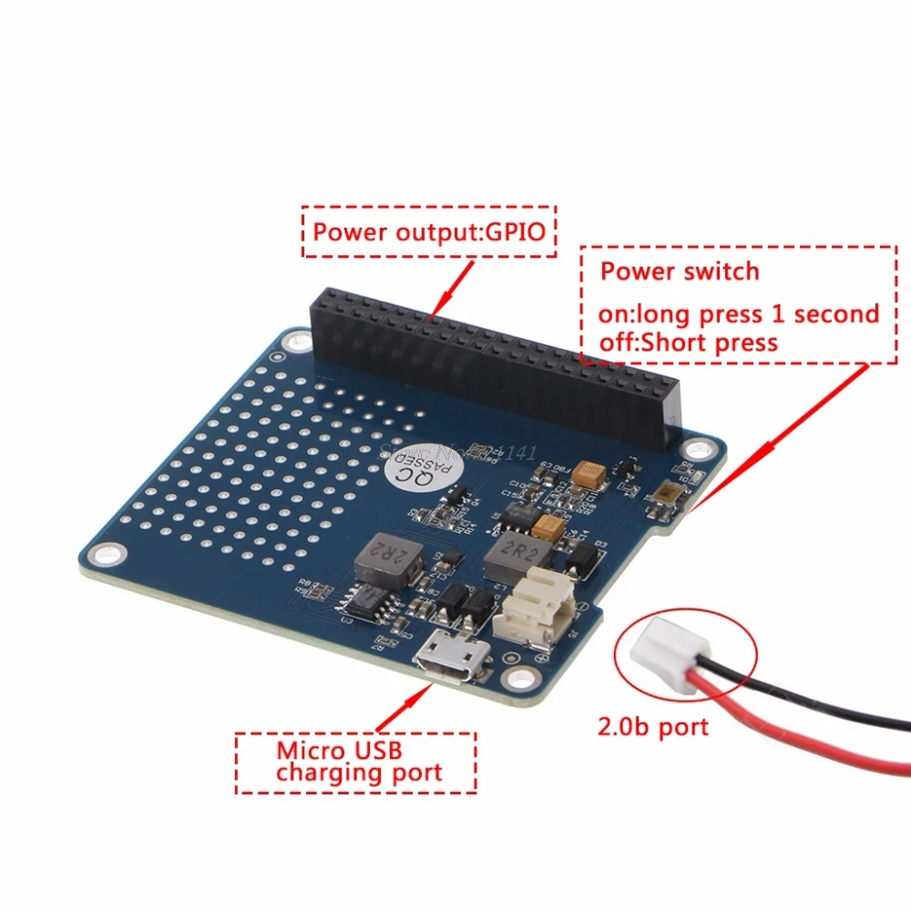 UPS Модуль платы HAT 2500mAh литиевая батарея для Raspberry Pi 3 Model B/Pi 2B/B+/A