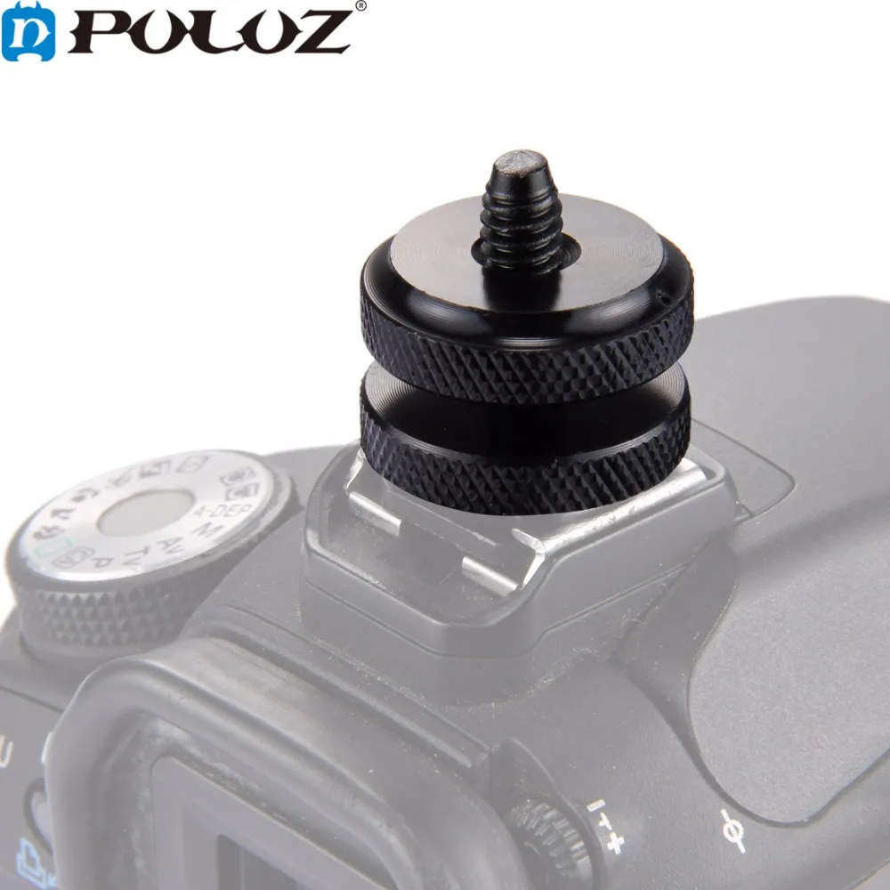 PULUZ усиленный Горячий башмак 1/4 inc винтовой адаптер с двойной гайкой для DSLR камеры