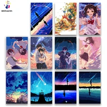 DIY картинки для раскраски по номерам с цветами ваше имя Xinhaicheng аниме Молодежная Картина Рисунок Живопись по номерам в рамке дома