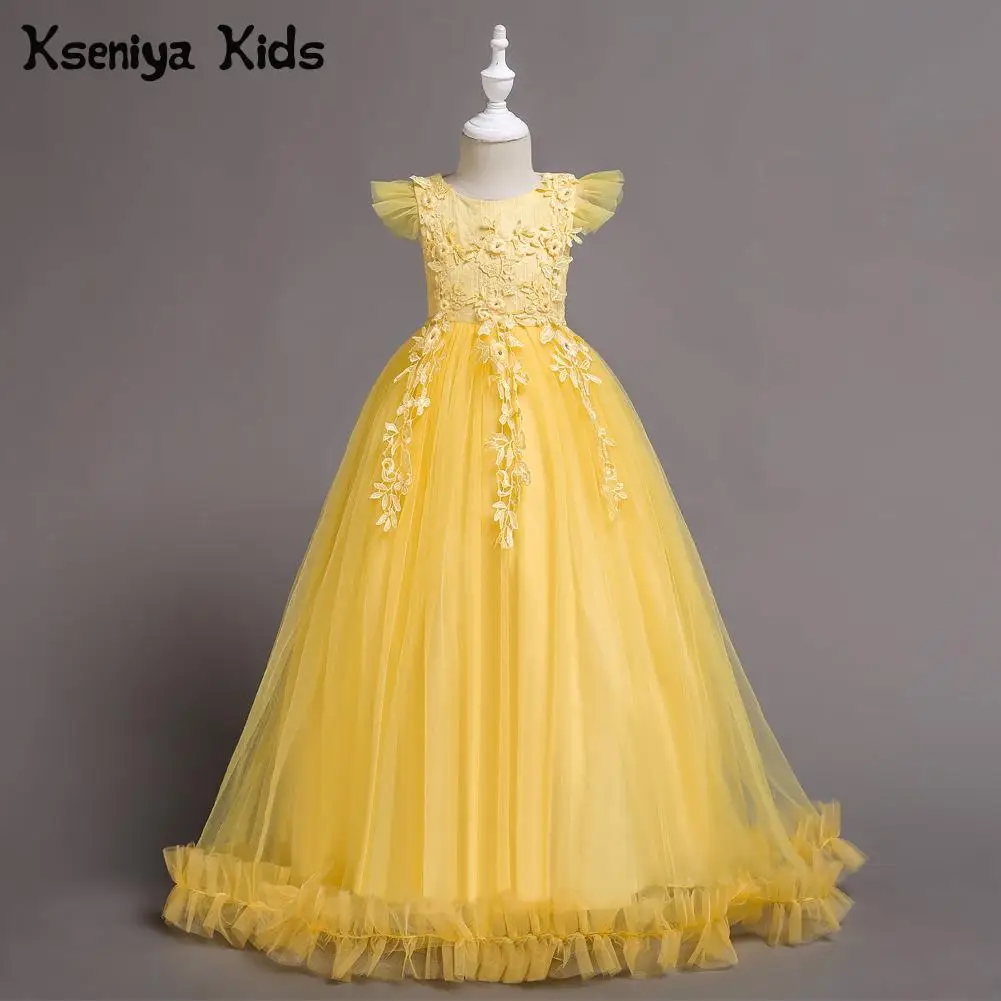

Kseniya Kids 2018 New Girls Princess Dress Children's Dress Mesh Piano Performance Clothing Girl Birthday Wedding Dress For Girl