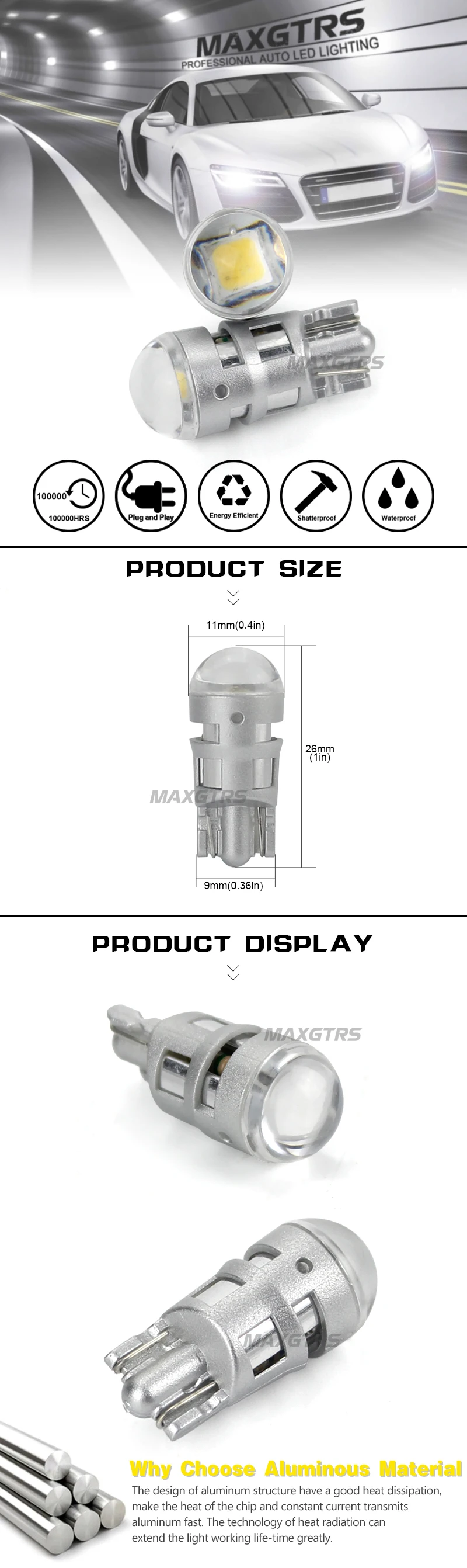 2x T10 168 194 2825 W5W светодиодный чип Cree светодиодный Сменные лампы Автомобильные номерные знаки парковочные огни автомобильный Стайлинг автомобильный светильник источник