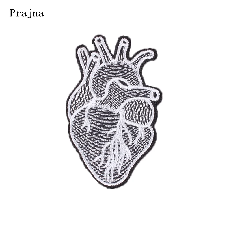 Prajna серые нашивки в виде сердца с железными нашивками панк байкерские вышивкой