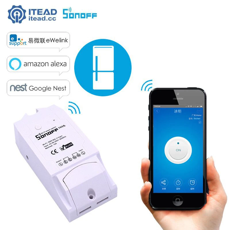 Itead Sonoff TH16 16A Temperature Humidity Monitor Timer Sensor Controller Smart Switch Via APP Control For