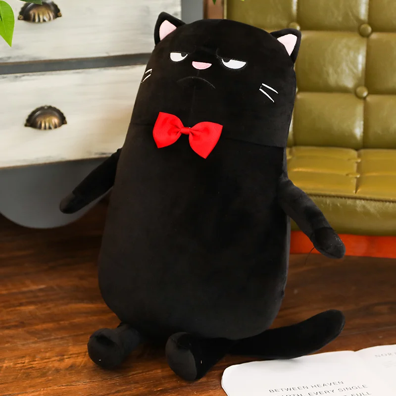 60 см милый кот с бантом плюшевые игрушки мягкие Kawaii животные в галстуке мультфильм Подушка милая кукла Дети Девушки подарки на день
