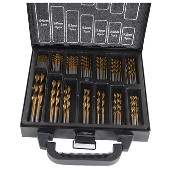 

THGS Professional Tool HSS Titanium Drill Bit Set 99Pcs Bits in Metal Storage Case