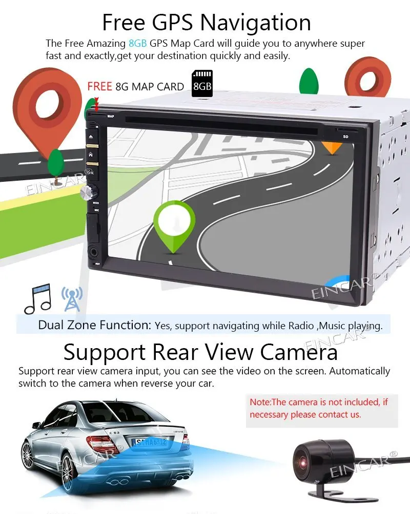 Excellent Eincar Car Stereo DVD CD Player GPS Navigation Radio Video Audio Bluetooth 7 Inch Capacitive Touch Screen SD,USB,Radio,FM,AM 5