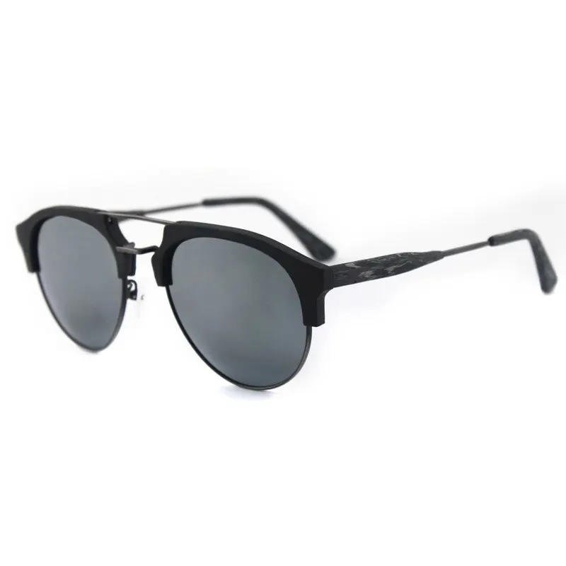 Классические солнечные очки с полуободковой солнцезащитные очки «под дерево» Для мужчин Для женщин, поляризованные солнцезащитные очки, очки для использования UV400 ручной работы - Цвет линз: C82 Silver