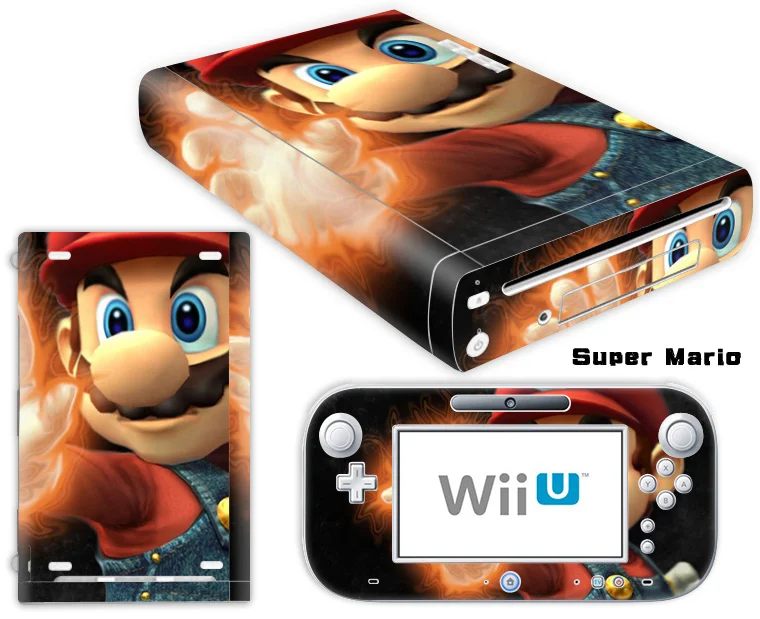 Mario дизайн виниловая кожа Наклейка для консоли wii U крышка с 2 пультами управления скины для kingd наклейка Аксессуары для игр