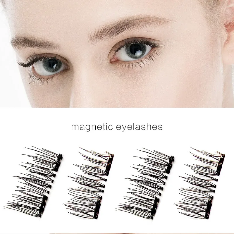 4pcs/set No Glue 3D Double Eyelashes Natural Reusable Fake Eye