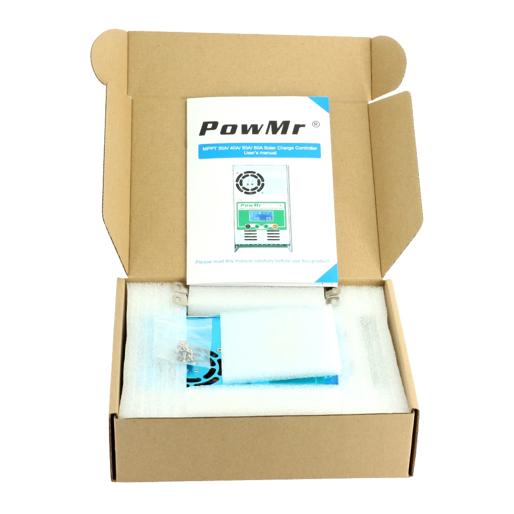PowMr 60A 50A 40A MPPT контроллеры заряда солнечной батареи 12В 24В 36В 48В Авто 220В PV ЖК