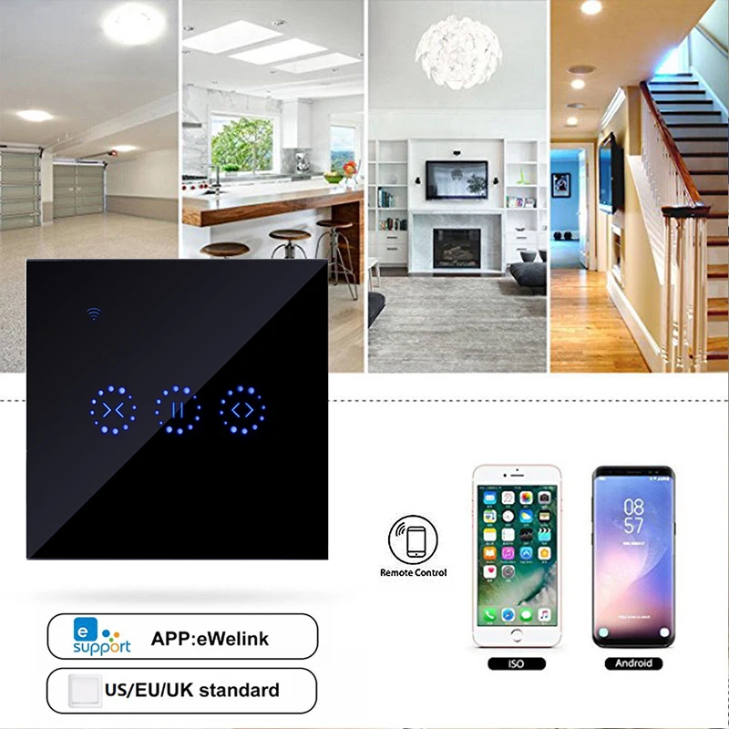 Smart Home WiFi Electrical touch Blinds curtain switch Ewelink APP Voice Control by Alexa Echo for Mechanical Limit Blinds Motor